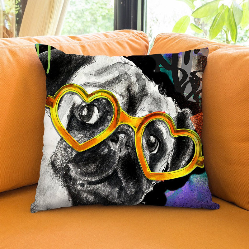 Pug In Sunglasses Throw Pillow by Jodi Pedri