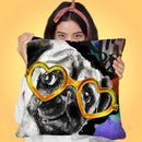 Pug In Sunglasses Throw Pillow by Jodi Pedri