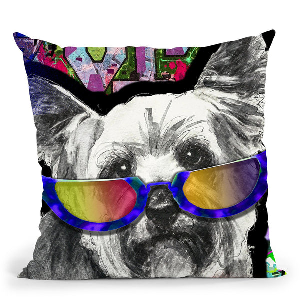 Yorkie In Sunglasses Throw Pillow by Jodi Pedri