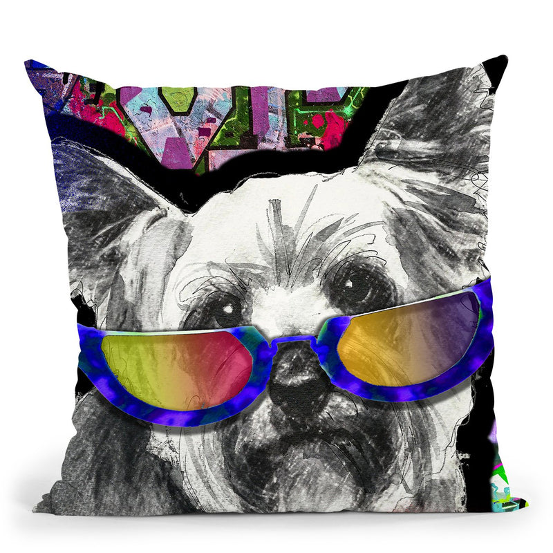 Yorkie In Sunglasses Throw Pillow by Jodi Pedri