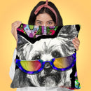 Yorkie In Sunglasses Throw Pillow by Jodi Pedri