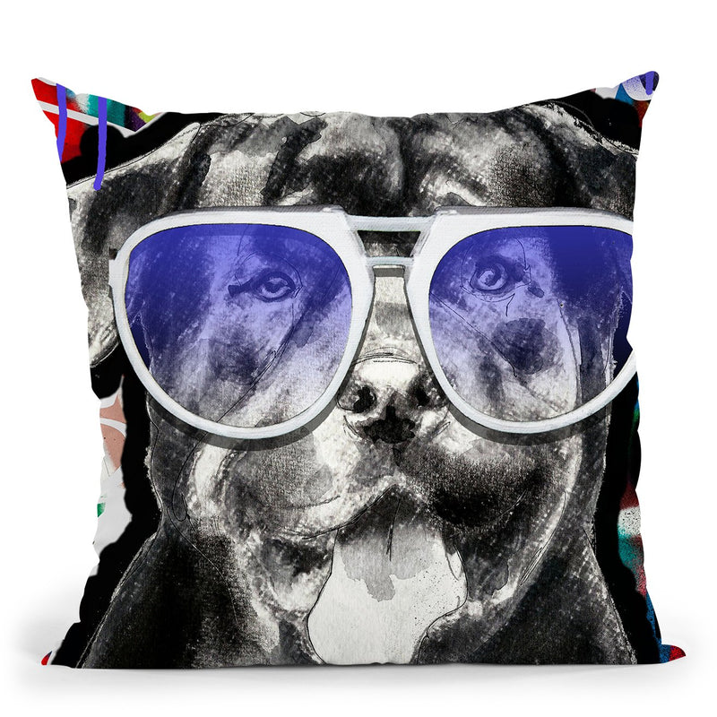 Rottweiler In Sunglasses Throw Pillow by Jodi Pedri