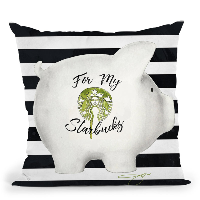 Coffee Piggy Throw Pillow by Jodi Pedri