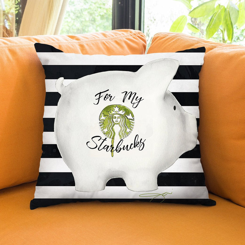 Coffee Piggy Throw Pillow by Jodi Pedri