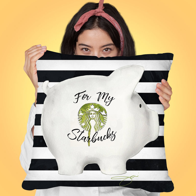 Coffee Piggy Throw Pillow by Jodi Pedri