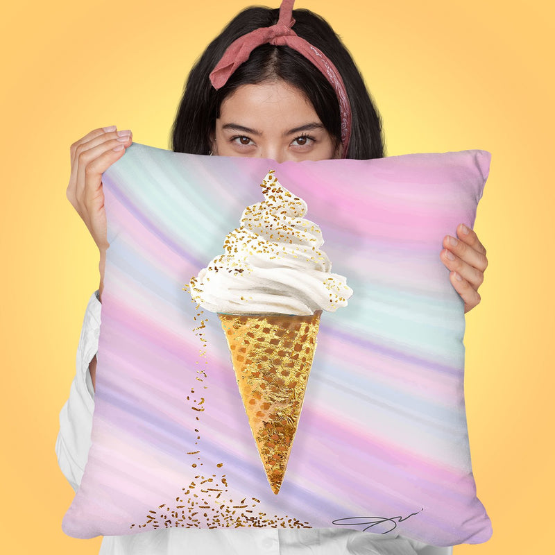 Glitter Ice Cream Throw Pillow by Jodi Pedri