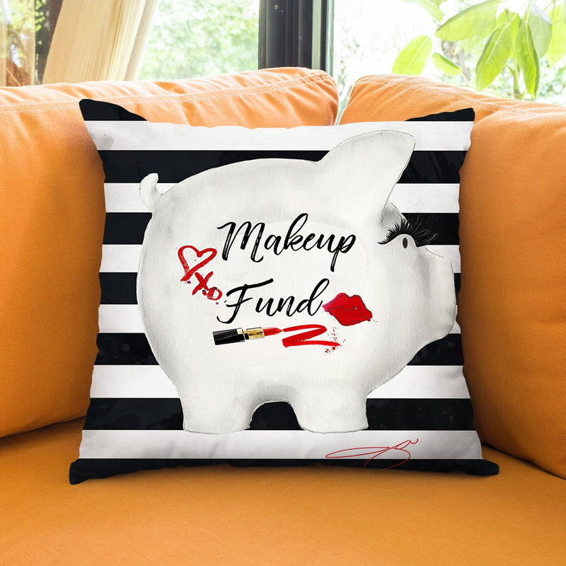 Make Up Piggy Throw Pillow by Jodi Pedri