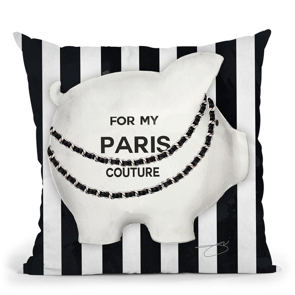 Paris Couture Piggy Throw Pillow by Jodi Pedri