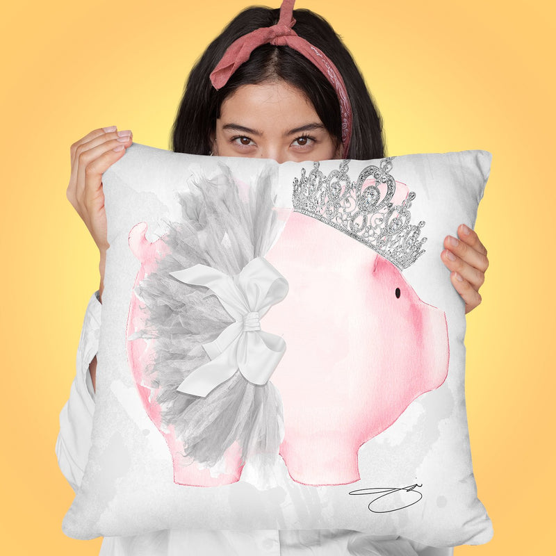Tutu Piggy Throw Pillow by Jodi Pedri