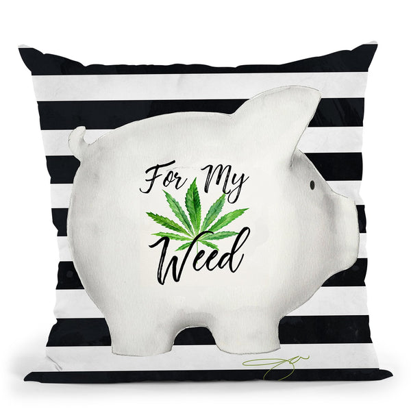 Weed Piggy Throw Pillow by Jodi Pedri