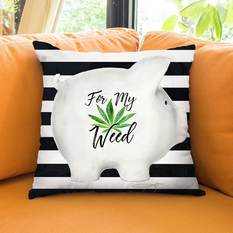 Weed Piggy Throw Pillow by Jodi Pedri