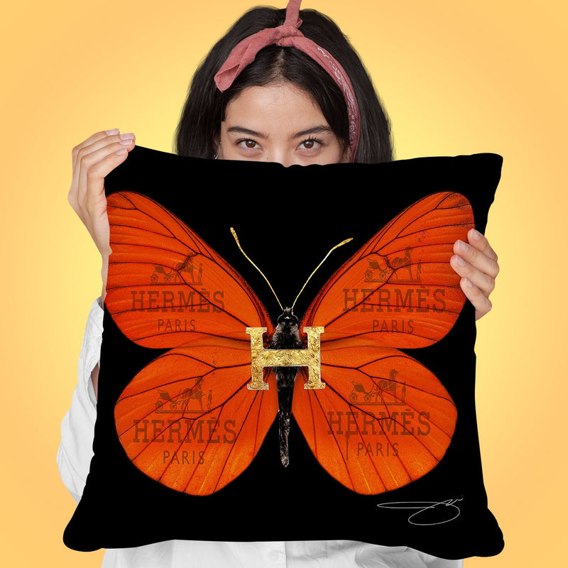Fly Like Butterfly H Throw Pillow by Jodi Pedri