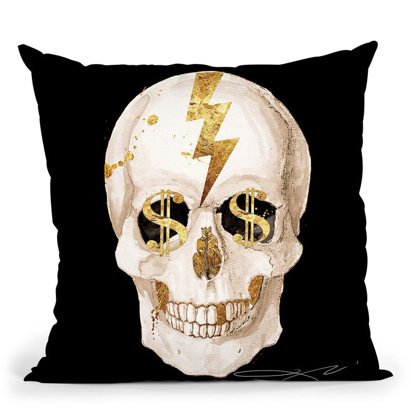 Money Skull Throw Pillow by Jodi Pedri