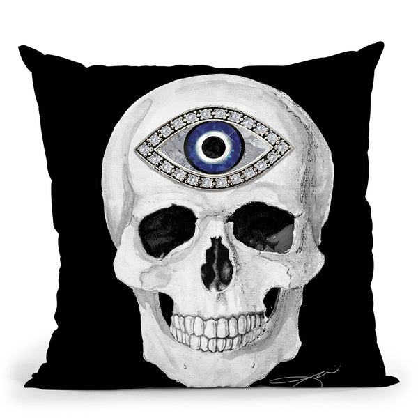 Protection Skull White Throw Pillow by Jodi Pedri