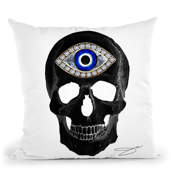Protection Skull Black Throw Pillow by Jodi Pedri