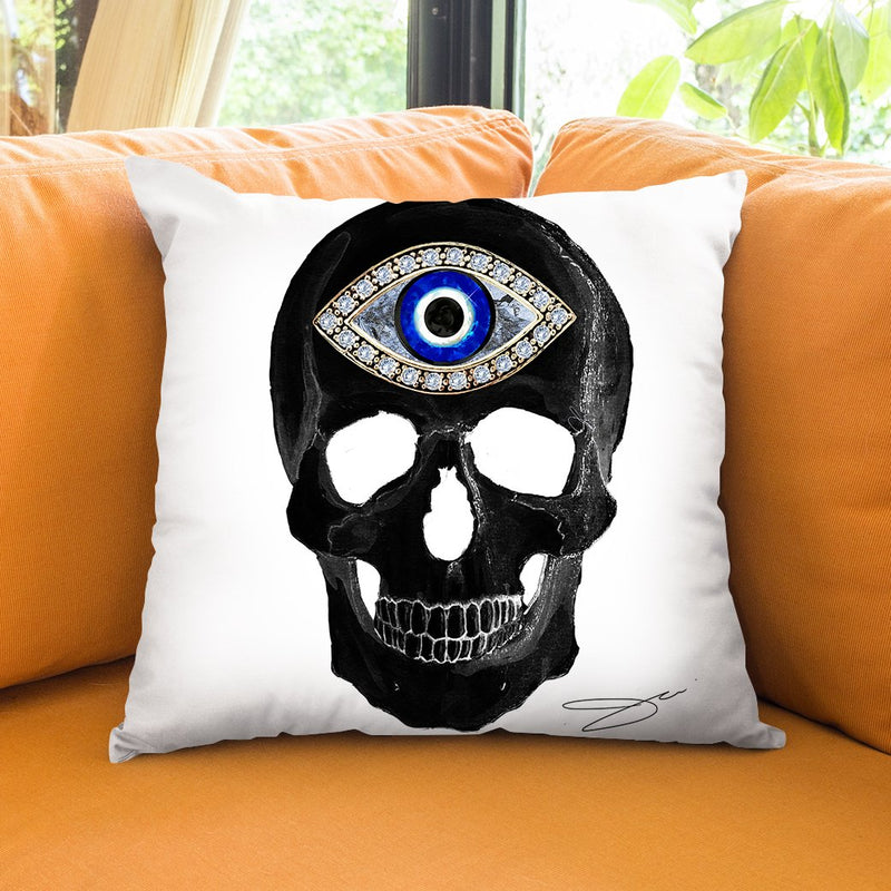 Protection Skull Black Throw Pillow by Jodi Pedri