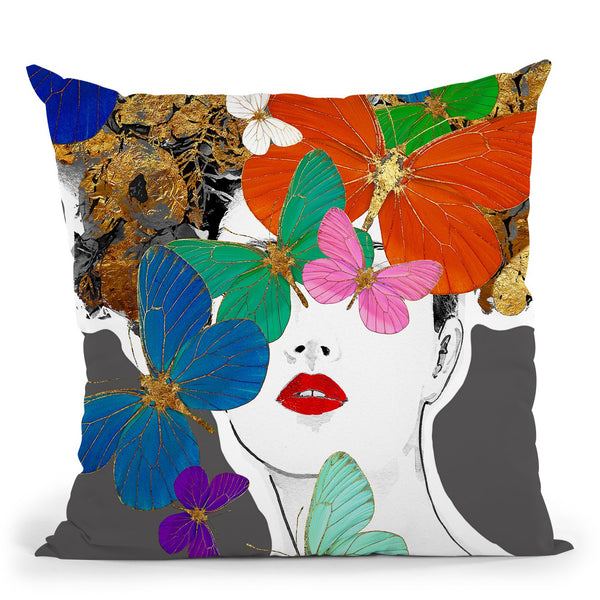 Butterfly Head Throw Pillow by Jodi Pedri