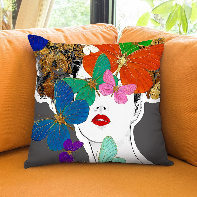 Butterfly Head Throw Pillow by Jodi Pedri