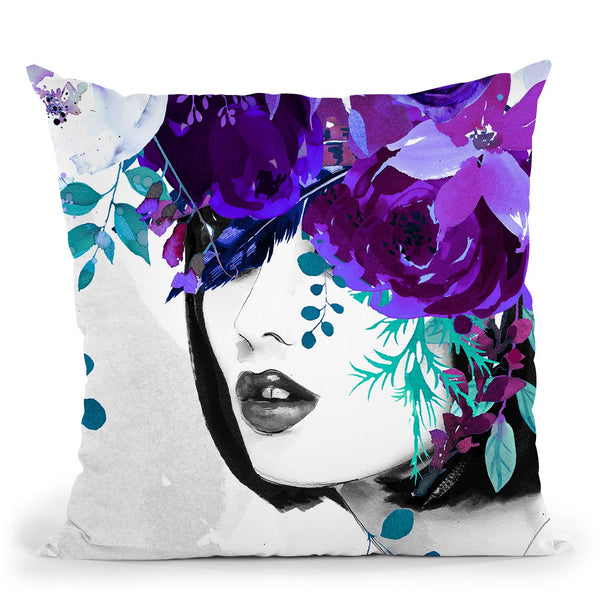 Flower Head Purple Throw Pillow by Jodi Pedri