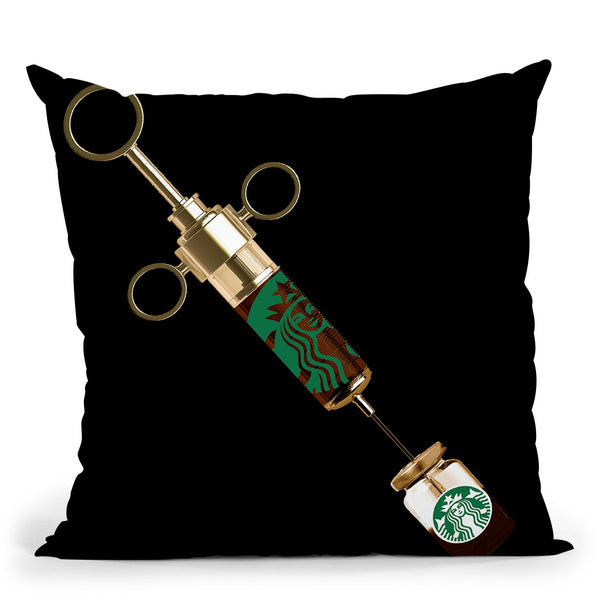Shot Of Caffine Black Throw Pillow by Jodi Pedri