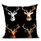 Deer Combo Blk Throw Pillow by Jodi Pedri
