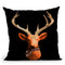 Deer H Blk Throw Pillow by Jodi Pedri