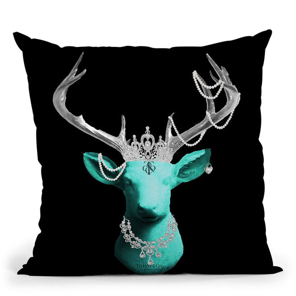 Deer T Blk Throw Pillow by Jodi Pedri