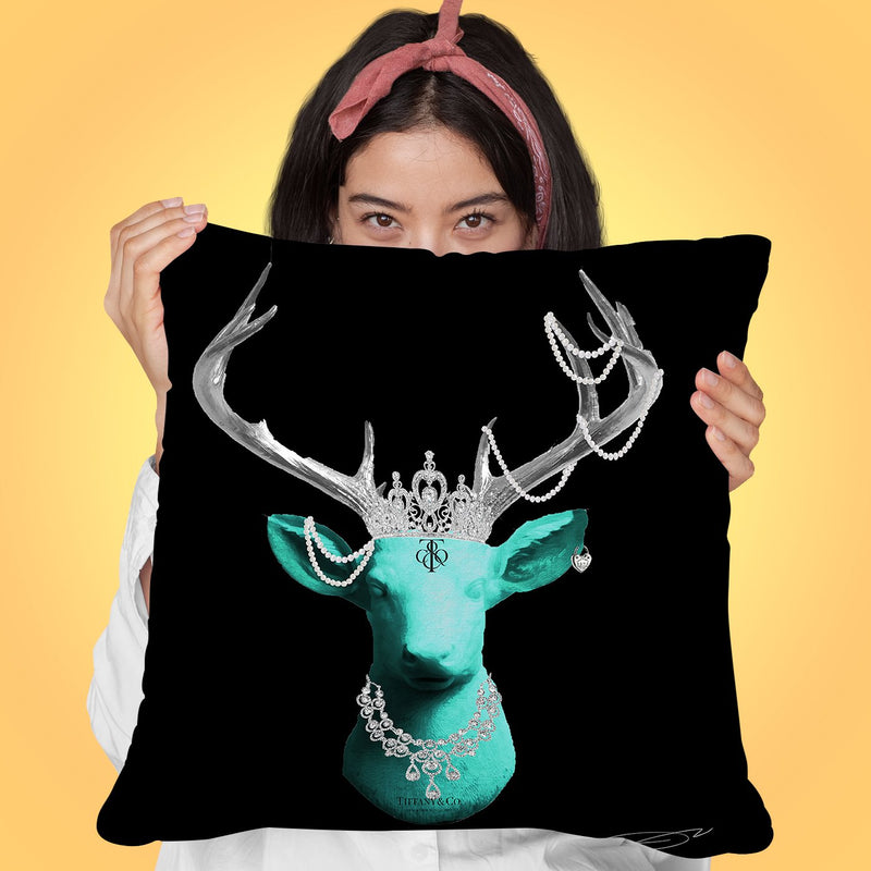 Deer T Blk Throw Pillow by Jodi Pedri