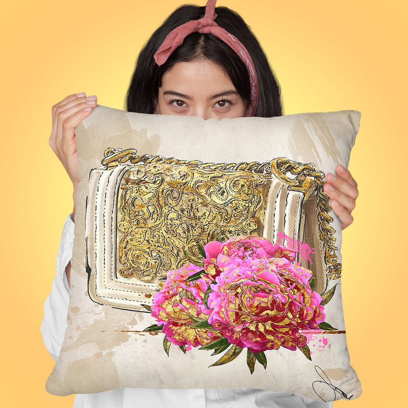 My Bag In Gold Throw Pillow by Jodi Pedri