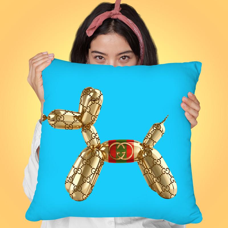Designer G Pup Blue Throw Pillow By Jodi Pedri - by all about vibe