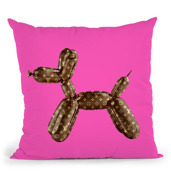 Designer L Dog Pink Throw Pillow By Jodi Pedri - by all about vibe