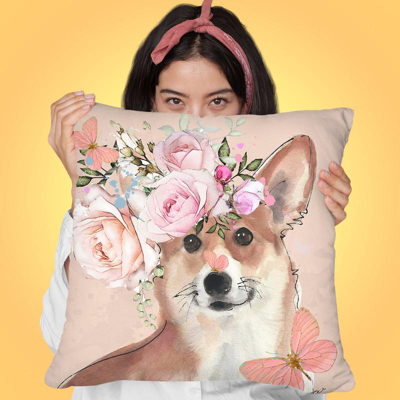 Frenchie In Bloom Throw Pillow By Jodi Pedri