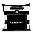 Obsessed Perfume Bottle Throw Pillow by Jodi Pedri