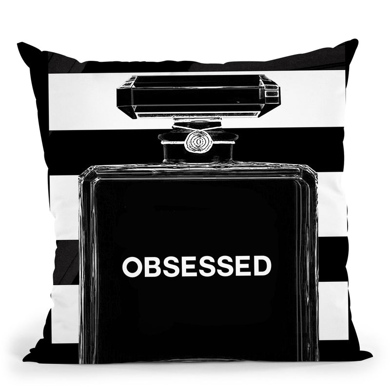 Obsessed Perfume Bottle Throw Pillow by Jodi Pedri