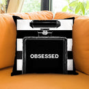 Obsessed Perfume Bottle Throw Pillow by Jodi Pedri