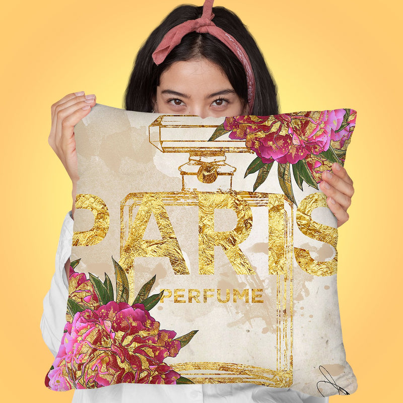 Paris Perfume Throw Pillow by Jodi Pedri