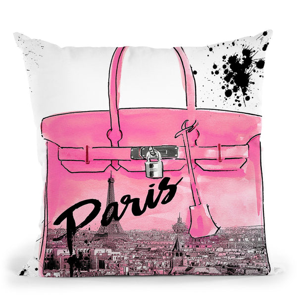 Pink Paris Throw Pillow by Jodi Pedri