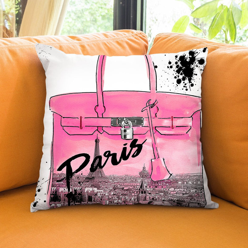 Pink Paris Throw Pillow by Jodi Pedri