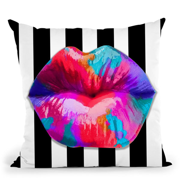 Pucker Up Multi Throw Pillow by Jodi Pedri