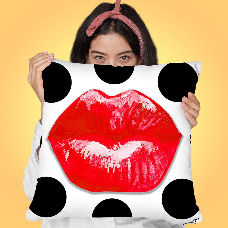 Pucker Up Red Throw Pillow by Jodi Pedri