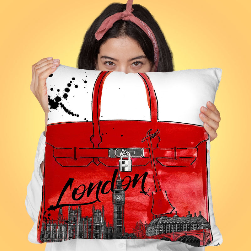 Red London Throw Pillow by Jodi Pedri