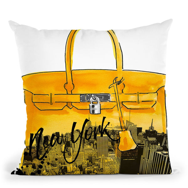 Yellow New York Throw Pillow by Jodi Pedri