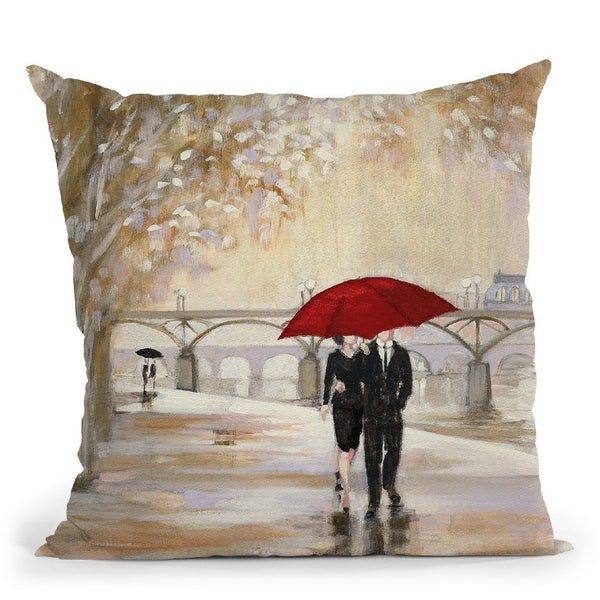 Romantic Paris Iii Red Umbrella Throw Pillow By Julia Purinton