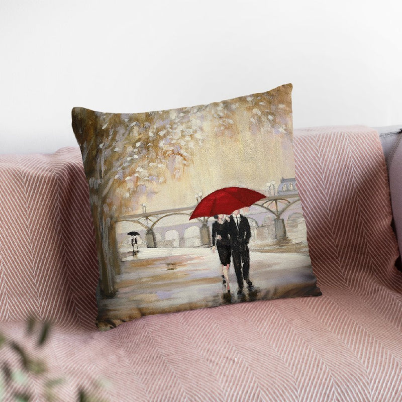 Romantic Paris Iii Red Umbrella Throw Pillow By Julia Purinton