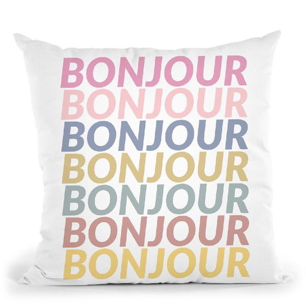 Bonjour Pastel Throw Pillow By June Journal
