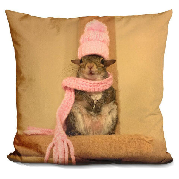 Jill Pink Winter Gearuare Throw Pillow