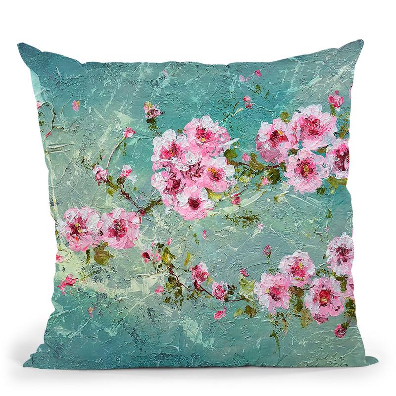Pink Cherry Blossoms Throw Pillow By Kathleen Reits