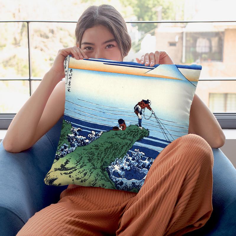 Kajikazawa In Kai Province Throw Pillow By Katsushika Hokusai