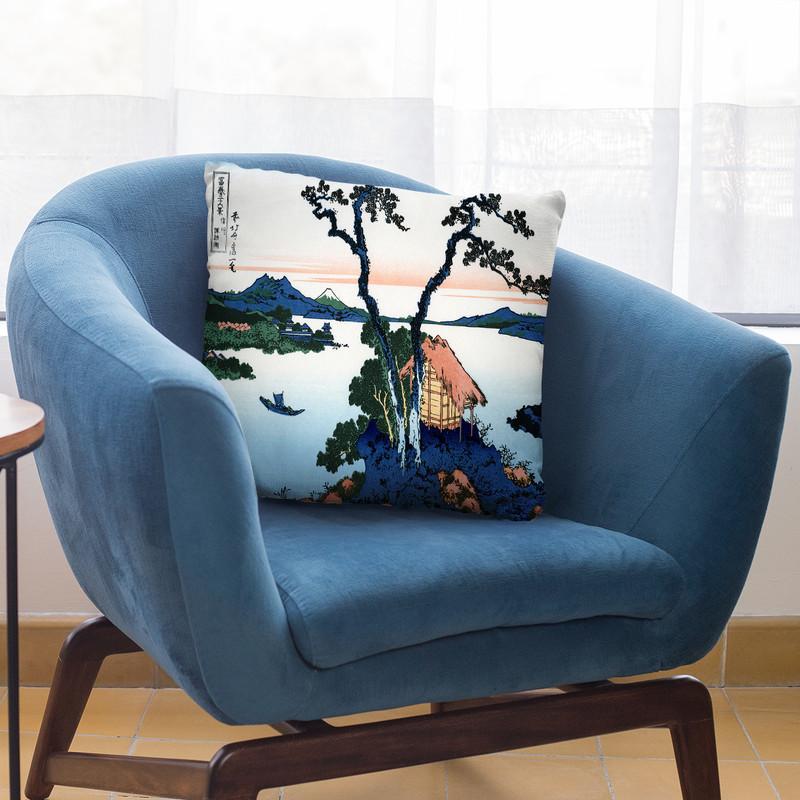 Lake Suwa In Theinano Throw Pillow By Katsushika Hokusai