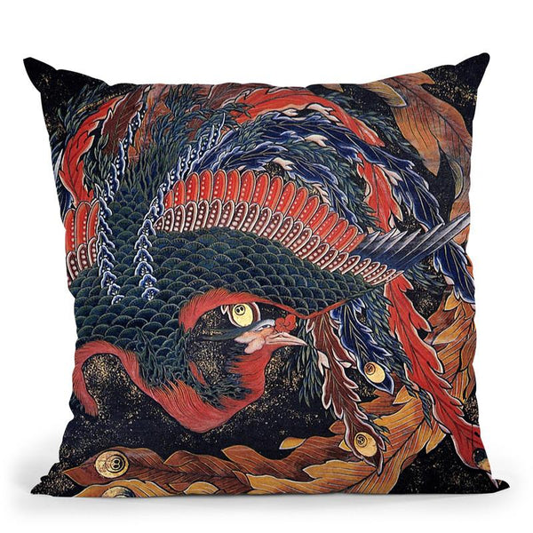 Phoenix Throw Pillow By Katsushika Hokusai